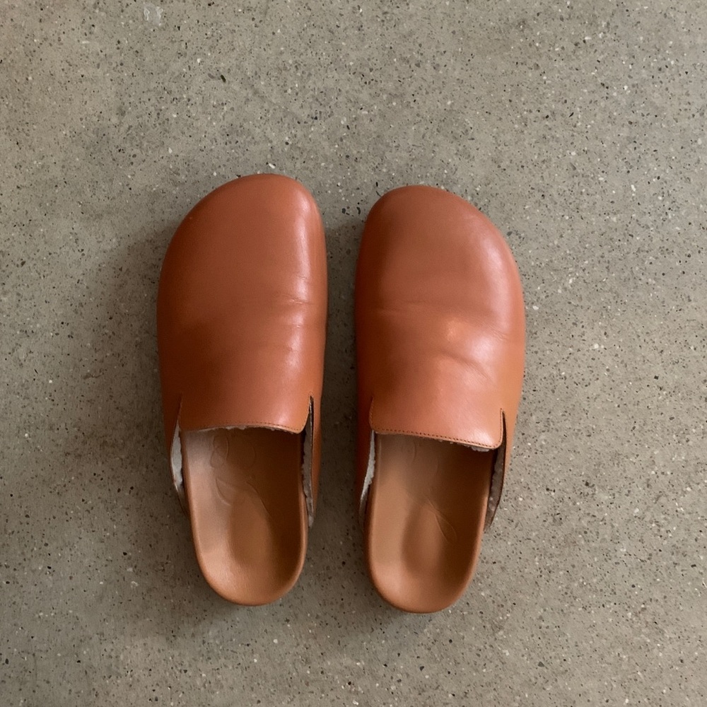 J Crew Pacific sherpa-lined leather clogs